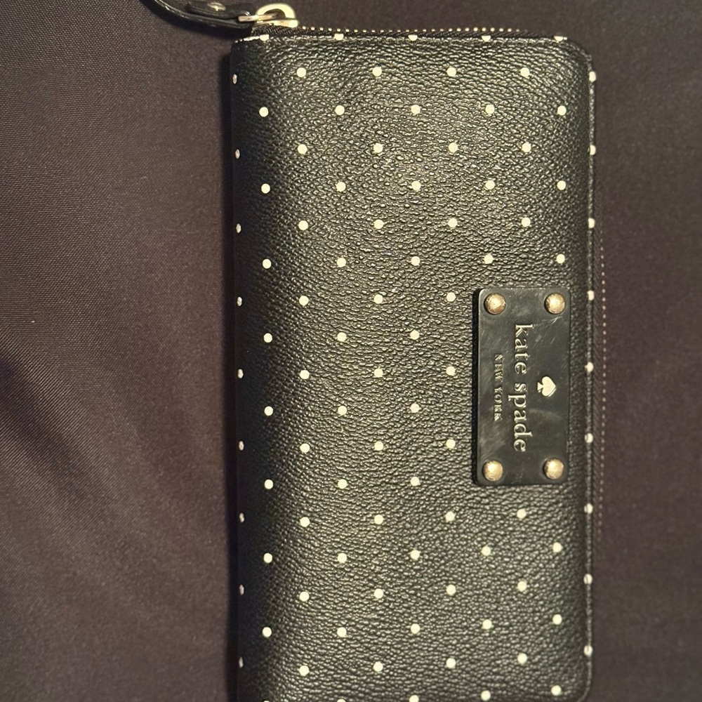 Kate Spade Black and White Polka Dot Clutch Wallet